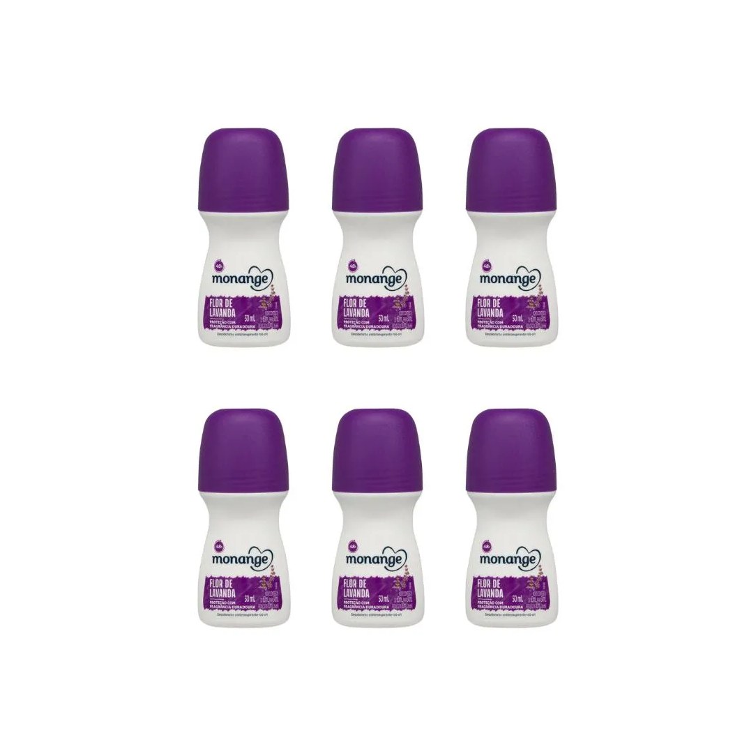 Desodorante Roll - On Monange 50ml Flor Lavanda - Kit C / 6un