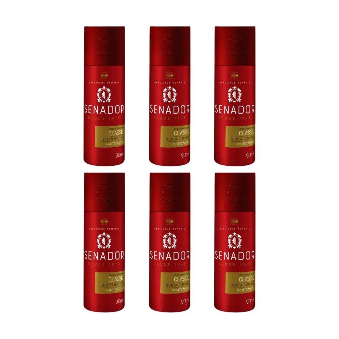 Desodorante Spray Senador Classic 90ml - Kit C / 6un