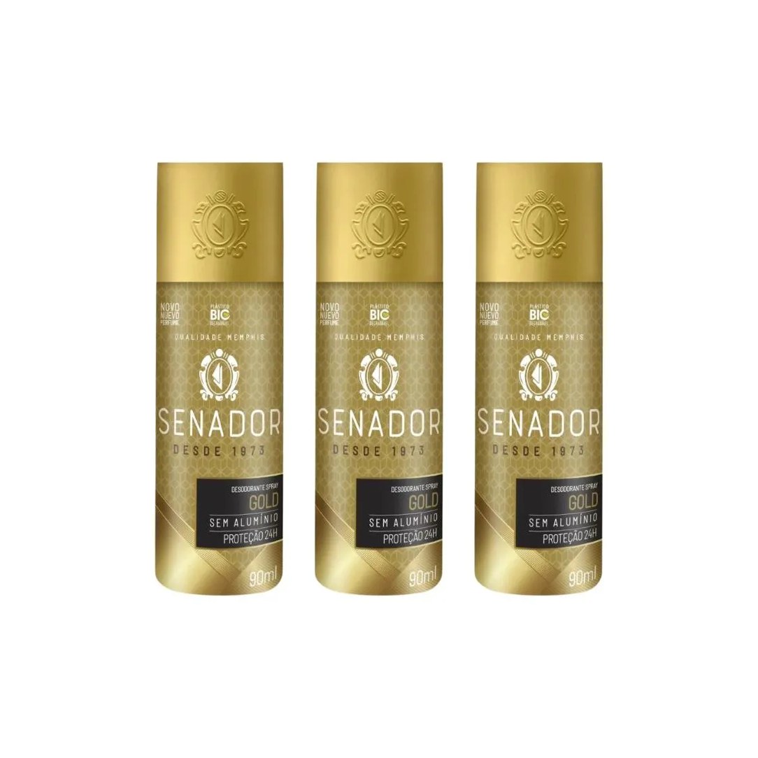 Desodorante Spray Senador Gold 90ml - Kit C / 3un