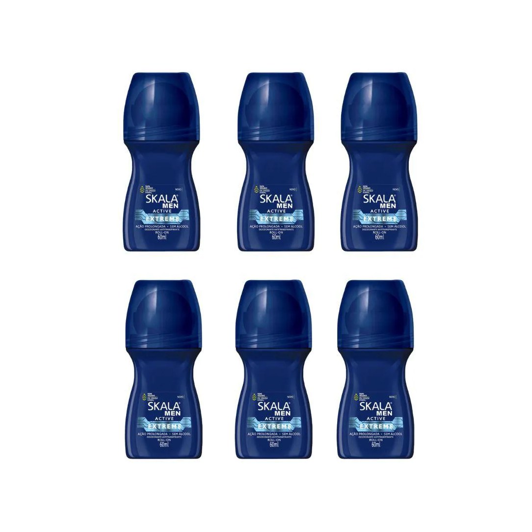 Desodorante Roll - On Skala 60ml Masculino Extreme - Kit C / 6un