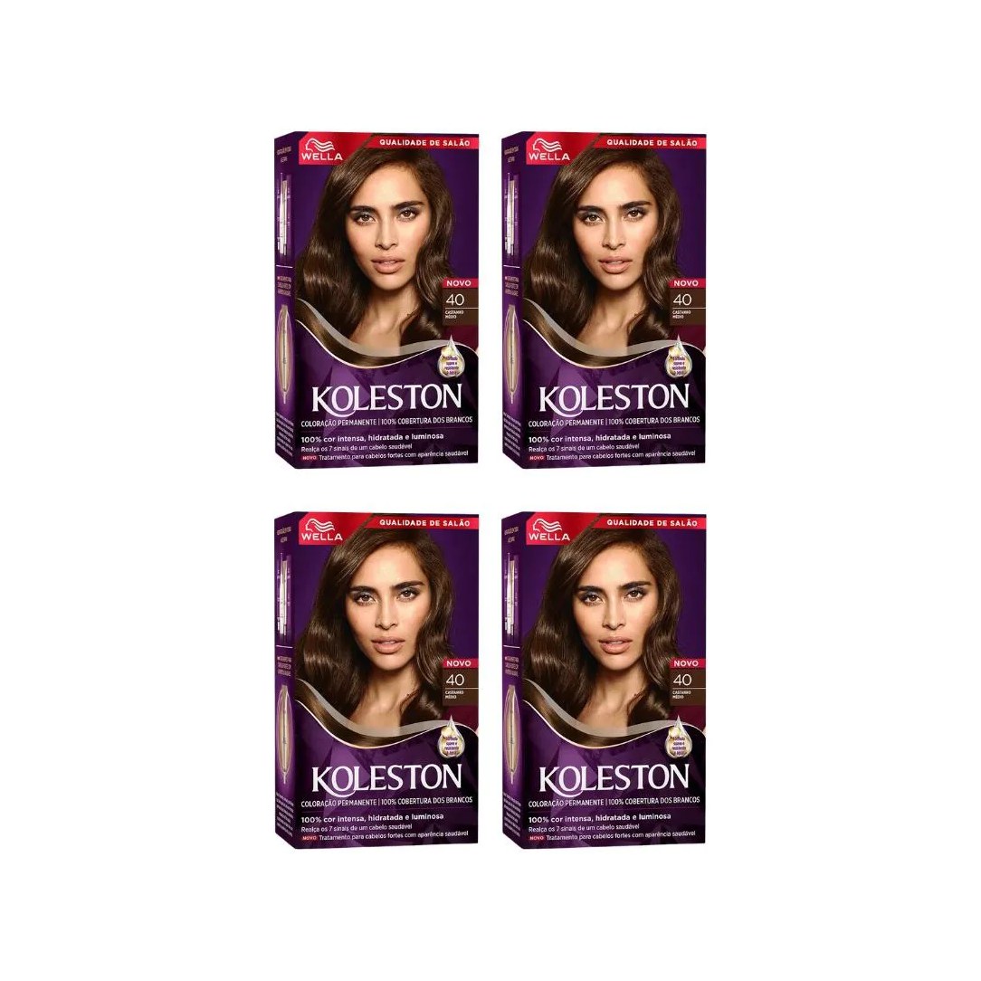 Coloraçao Koleston 40 Castanho Medio - Kit C / 4un