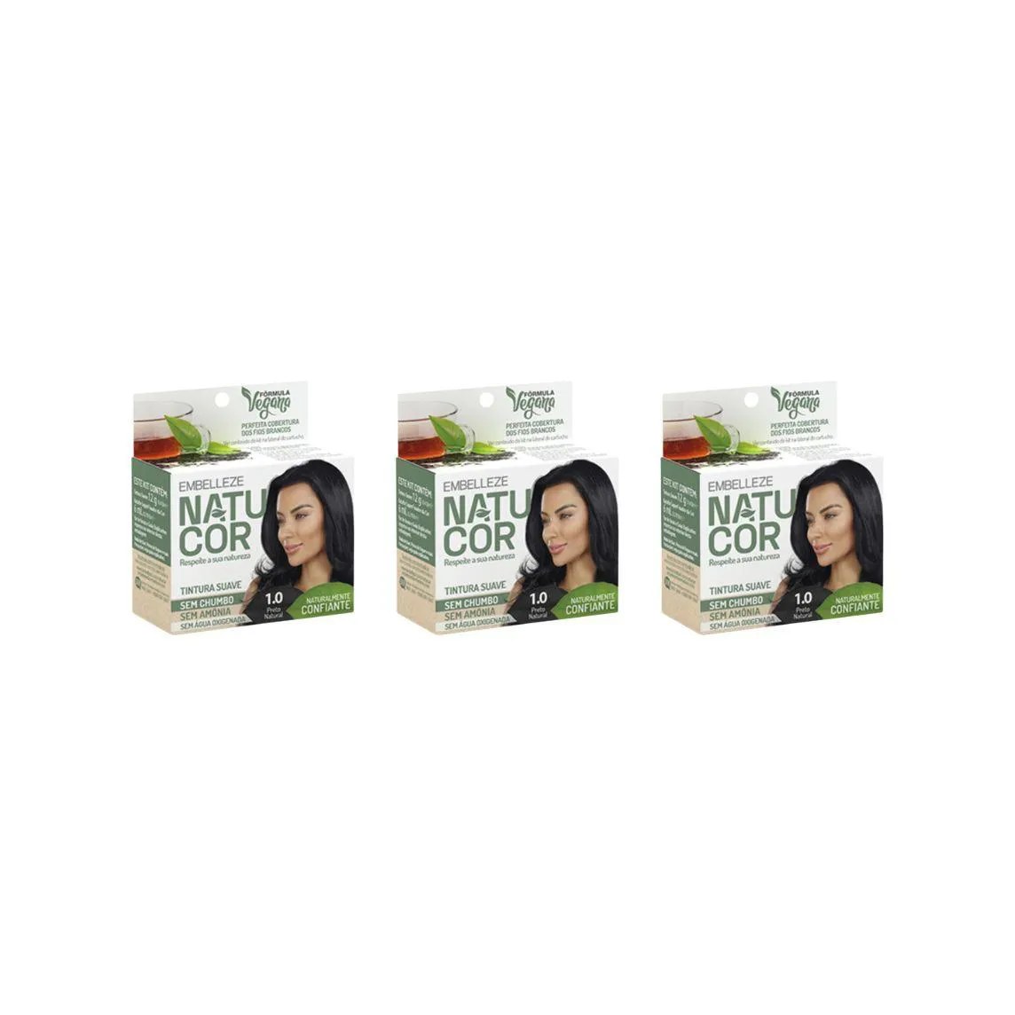Coloraçao Natucor 1.0 Preto Natural - Kit C / 3un