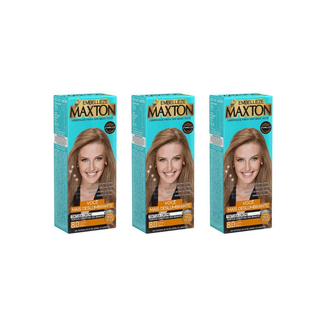 Coloraçao Maxton 8.0 Louro Claro Energia - Kit C / 3un
