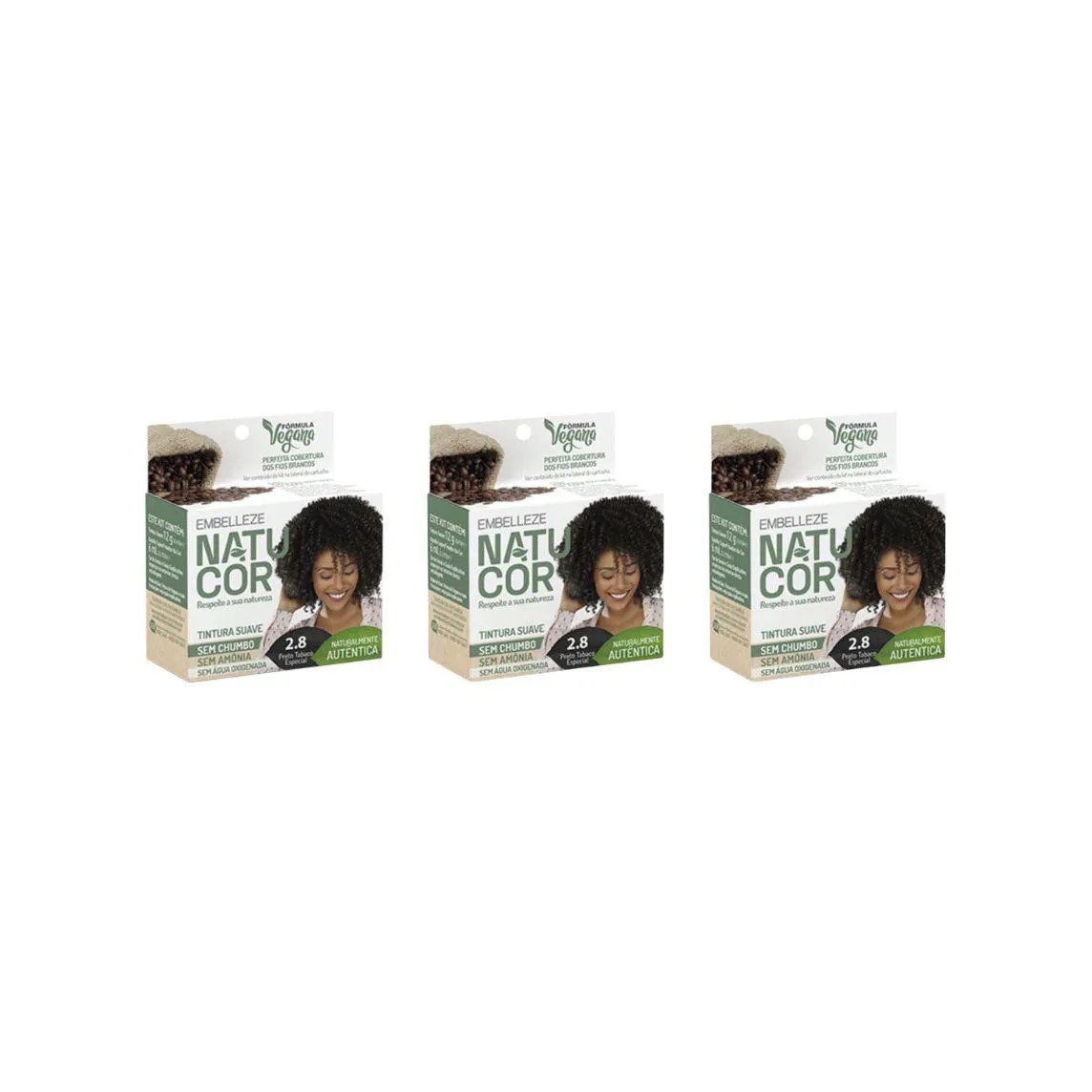 Coloraçao Natucor 2.8 Preto Tabaco - Kit C / 3un