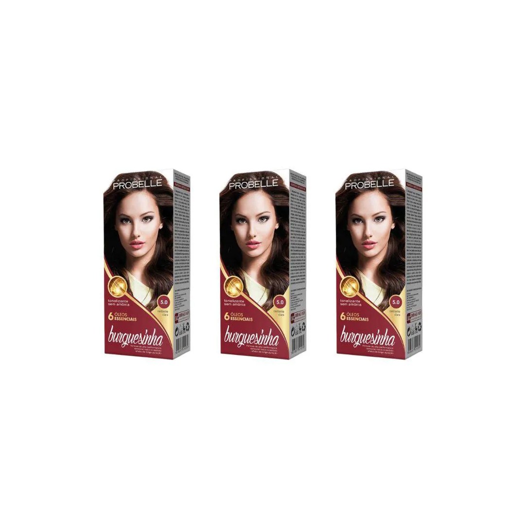 Coloraçao Probelle Burguesinha 5.0 Castanho Claro - Kit C / 3un