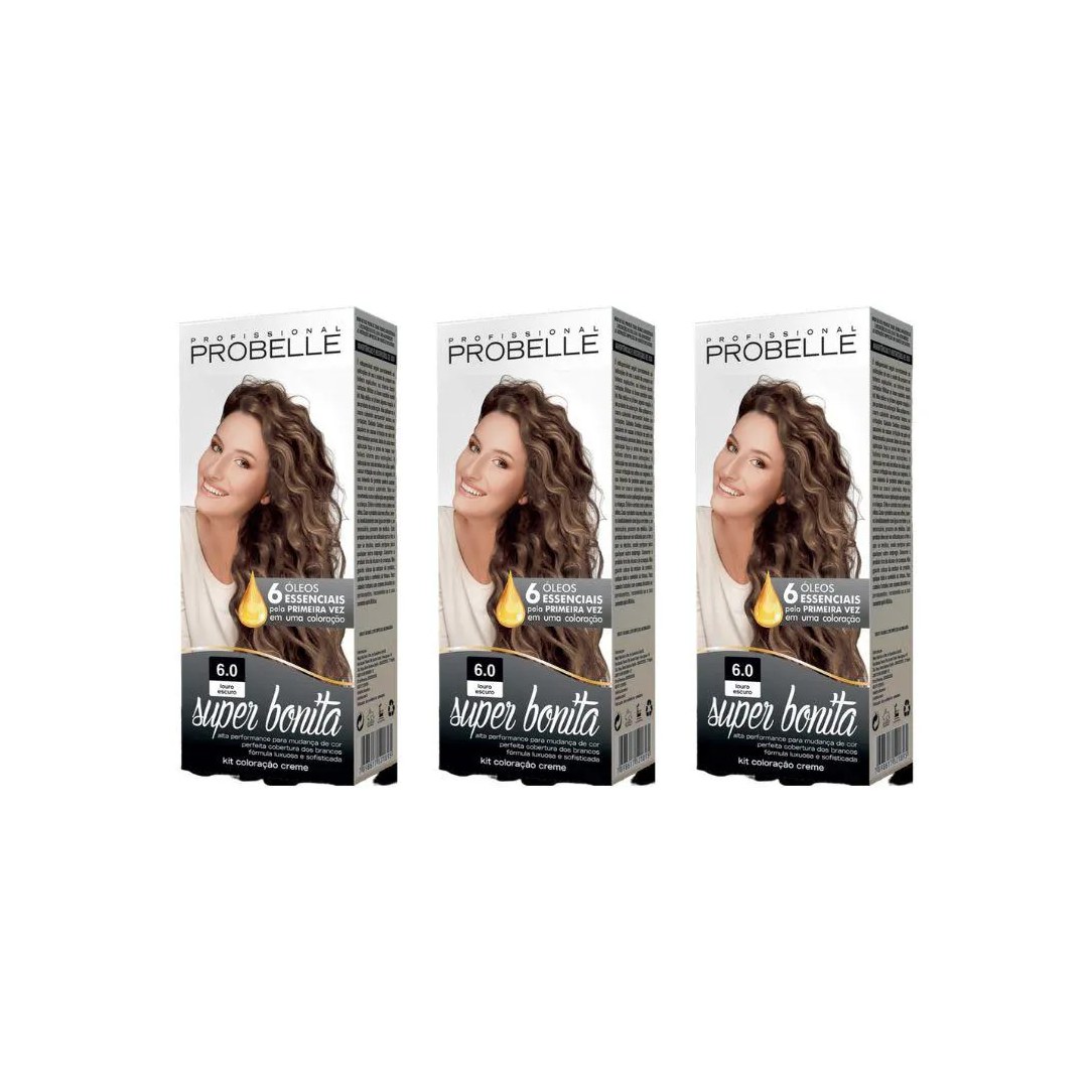 Coloraçao Probelle Super Bonita 6.0 Louro Escuro - Kit C / 3un
