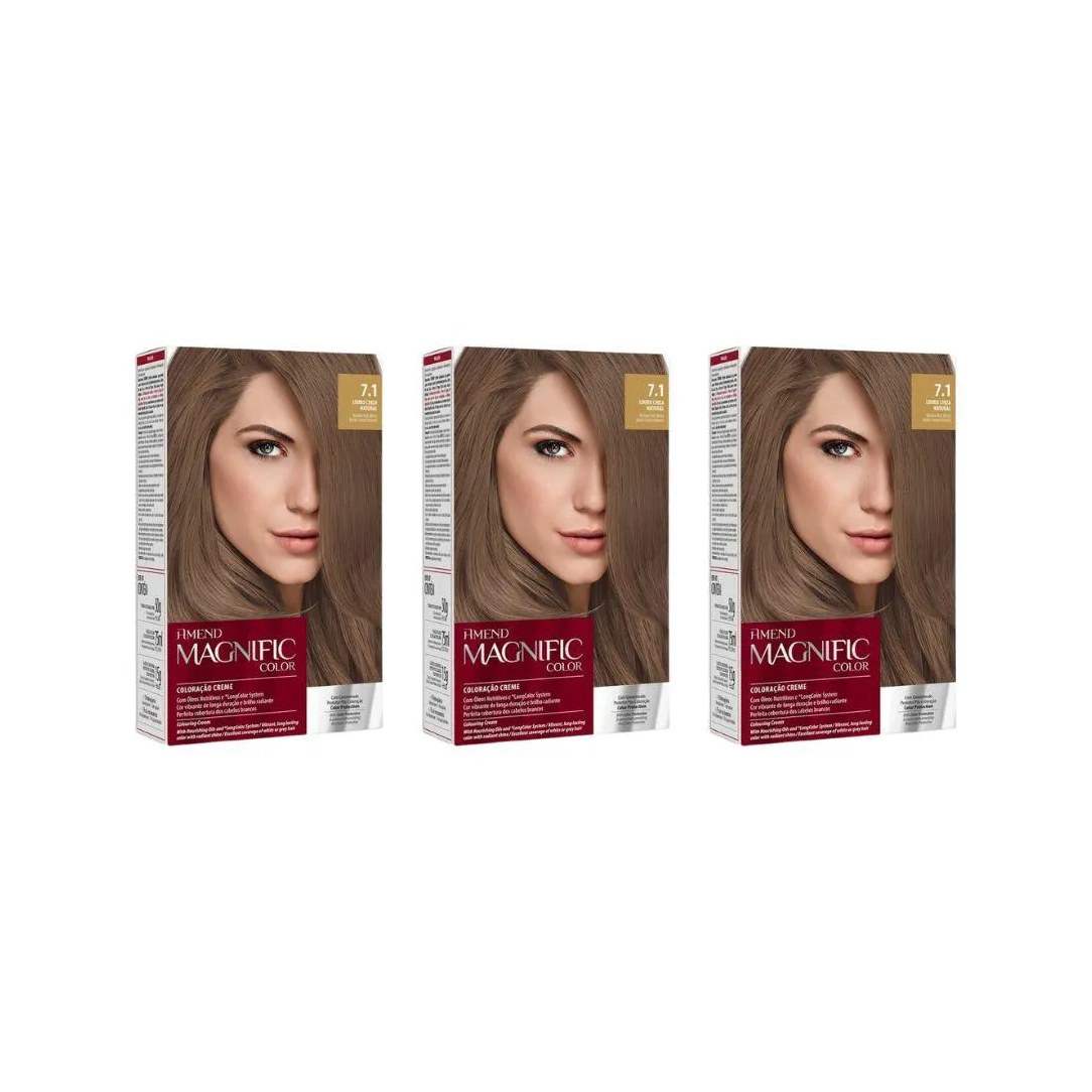 Coloraçao Amend Magnific Cr Perm 7.1 Louro Natural - Kit C / 3un