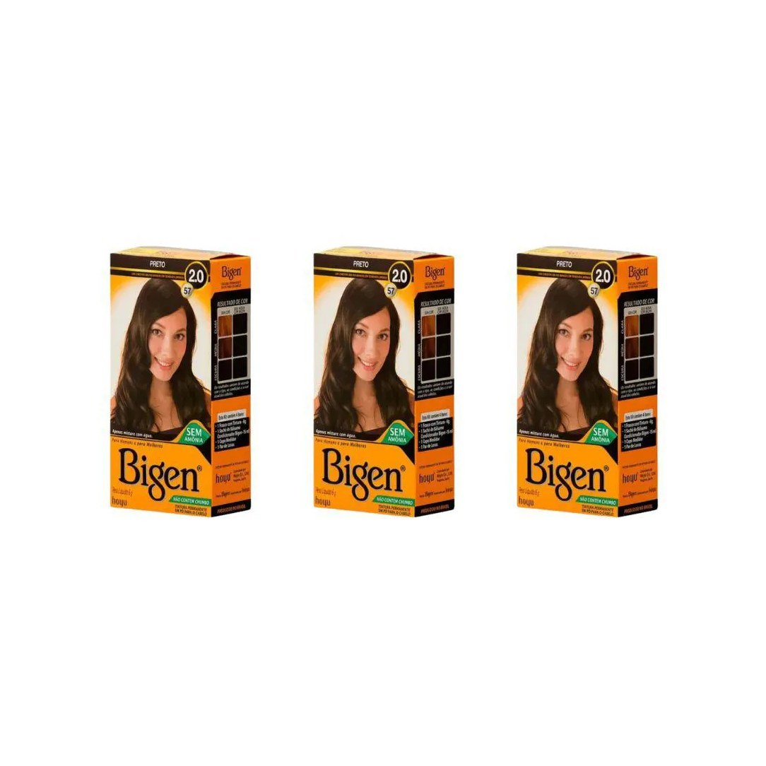 Coloraçao Bigen 57 Preto - Kit com 3un