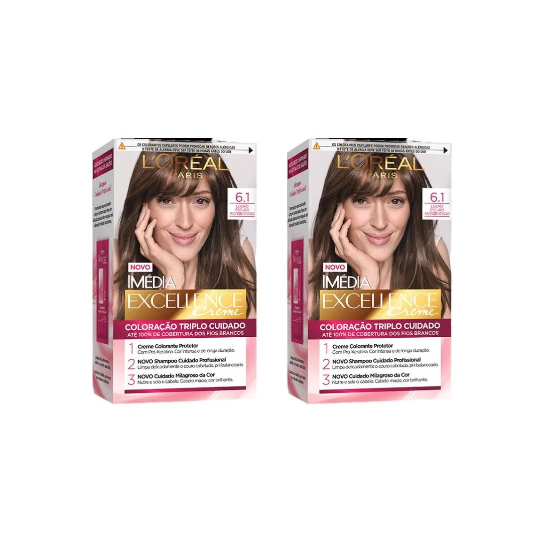 Coloraçao Imedia 6.1 Louro Escuro Acinzentado - Kit C / 2un