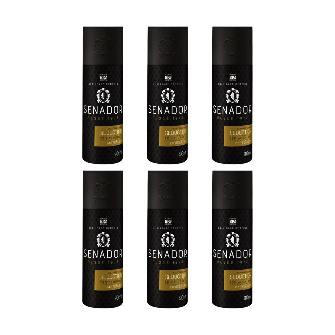 Desodorante Spray Senador Seduction 90ml - Kit C / 6un