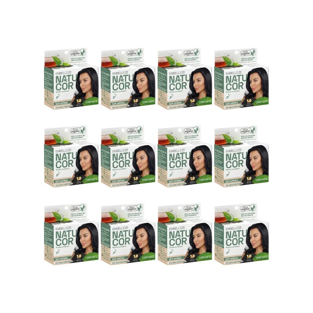 Coloraçao Natucor 1.0 Preto Natural - Kit C / 12un