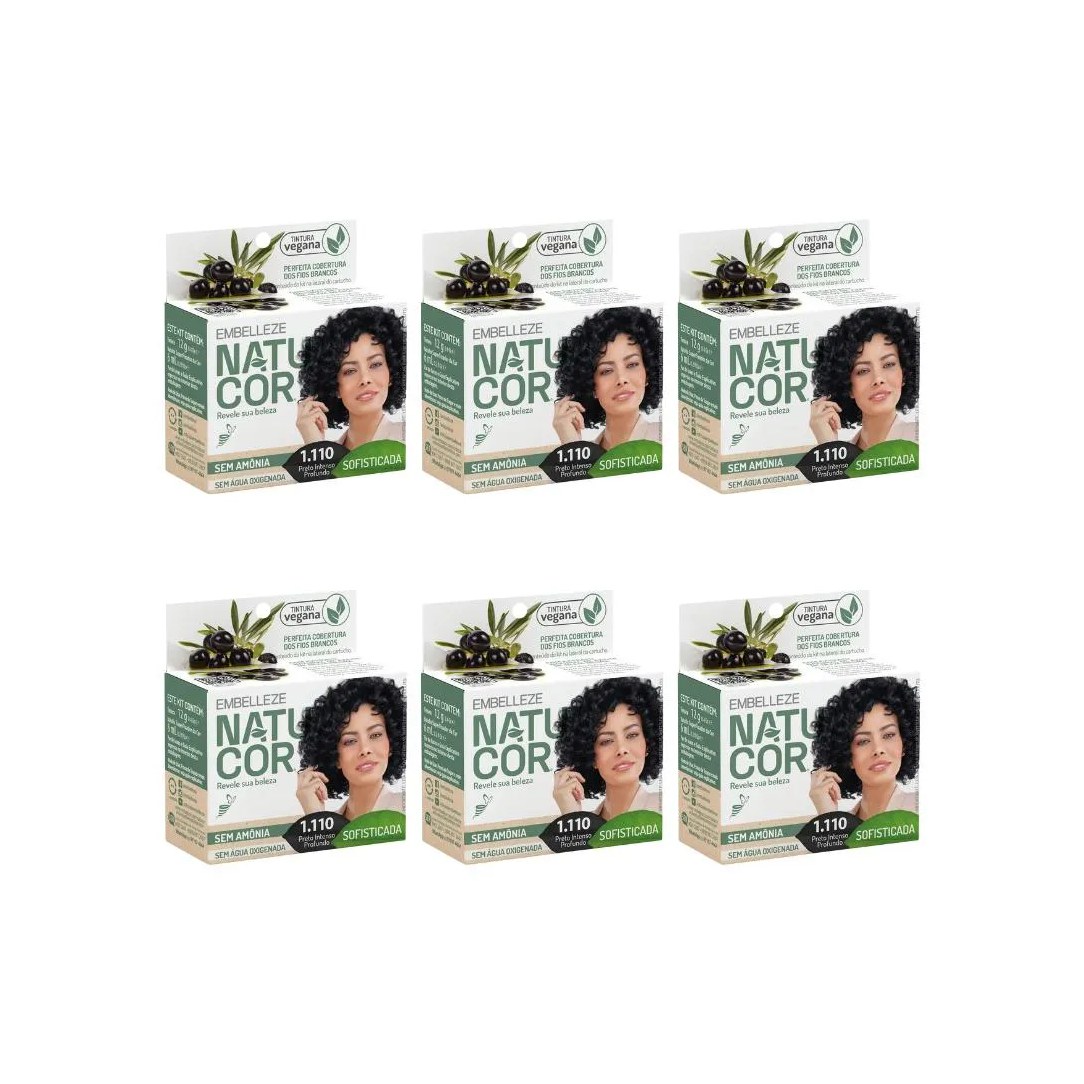 Coloraçao Natucor 1.110 Preto Intenso Profundo - Kit C / 6un