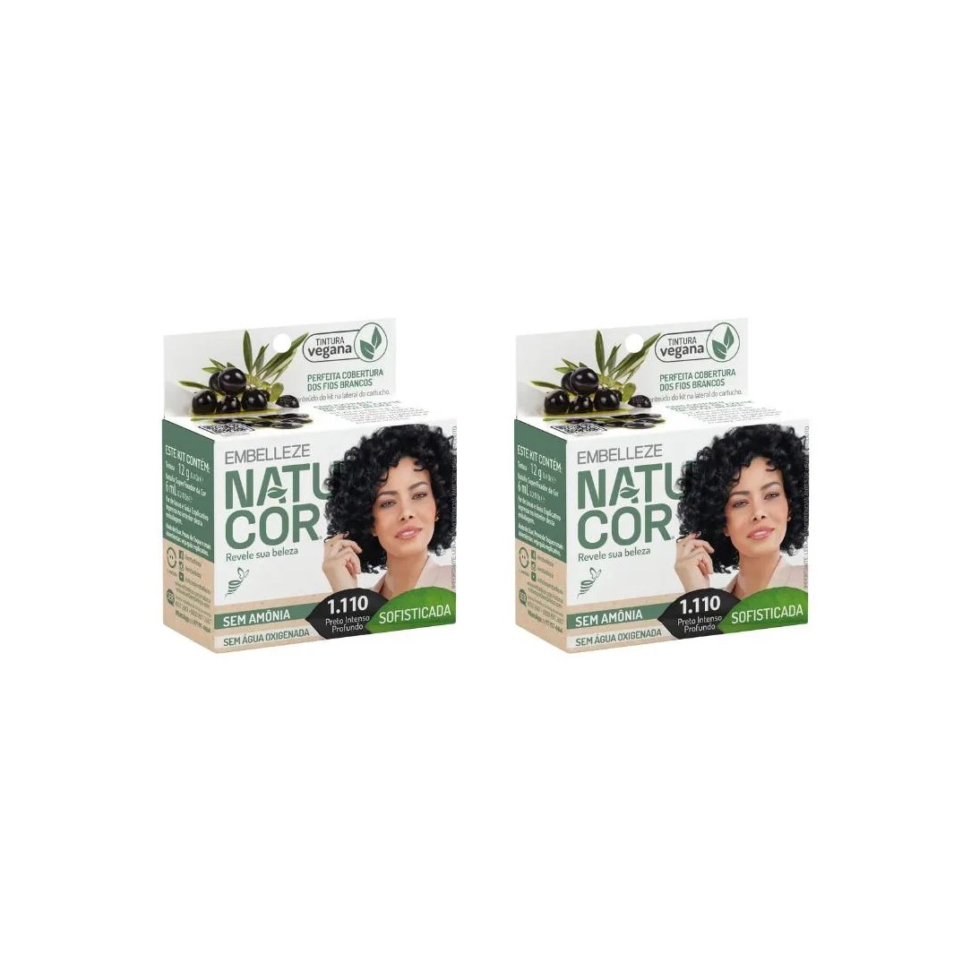 Coloraçao Natucor 1.110 Preto Intenso Profundo - Kit C / 2un