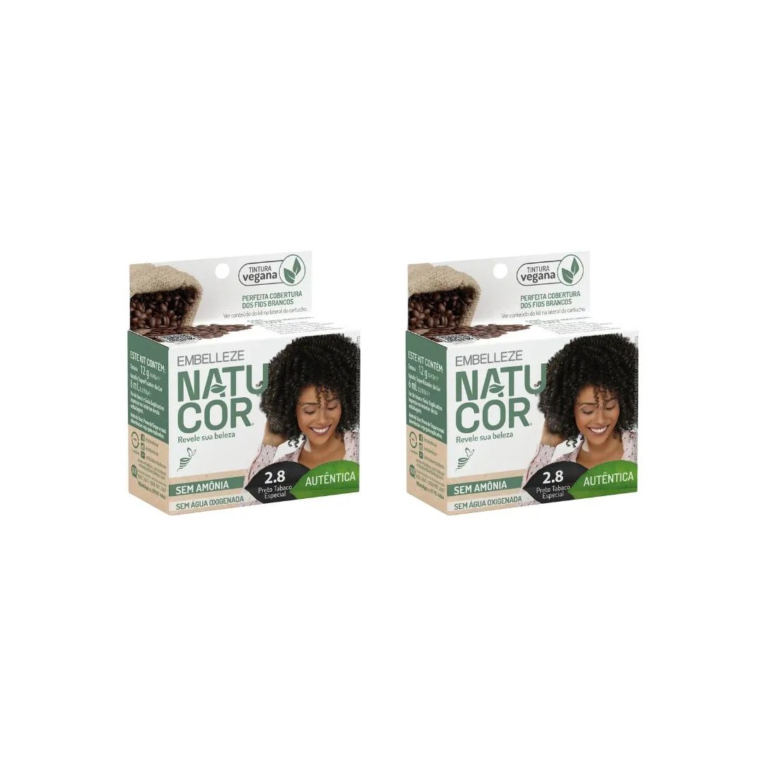 Coloraçao Natucor 2.8 Preto Tabaco - Kit C / 2un
