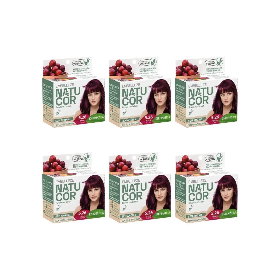 Coloraçao Natucor 5.26 Marsala Escuro - Kit C / 6un