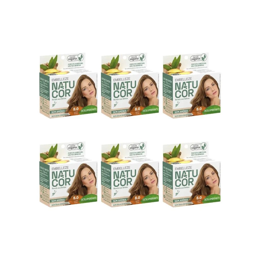 Coloraçao Natucor 8.0 Louro Claro - Kit C / 6un