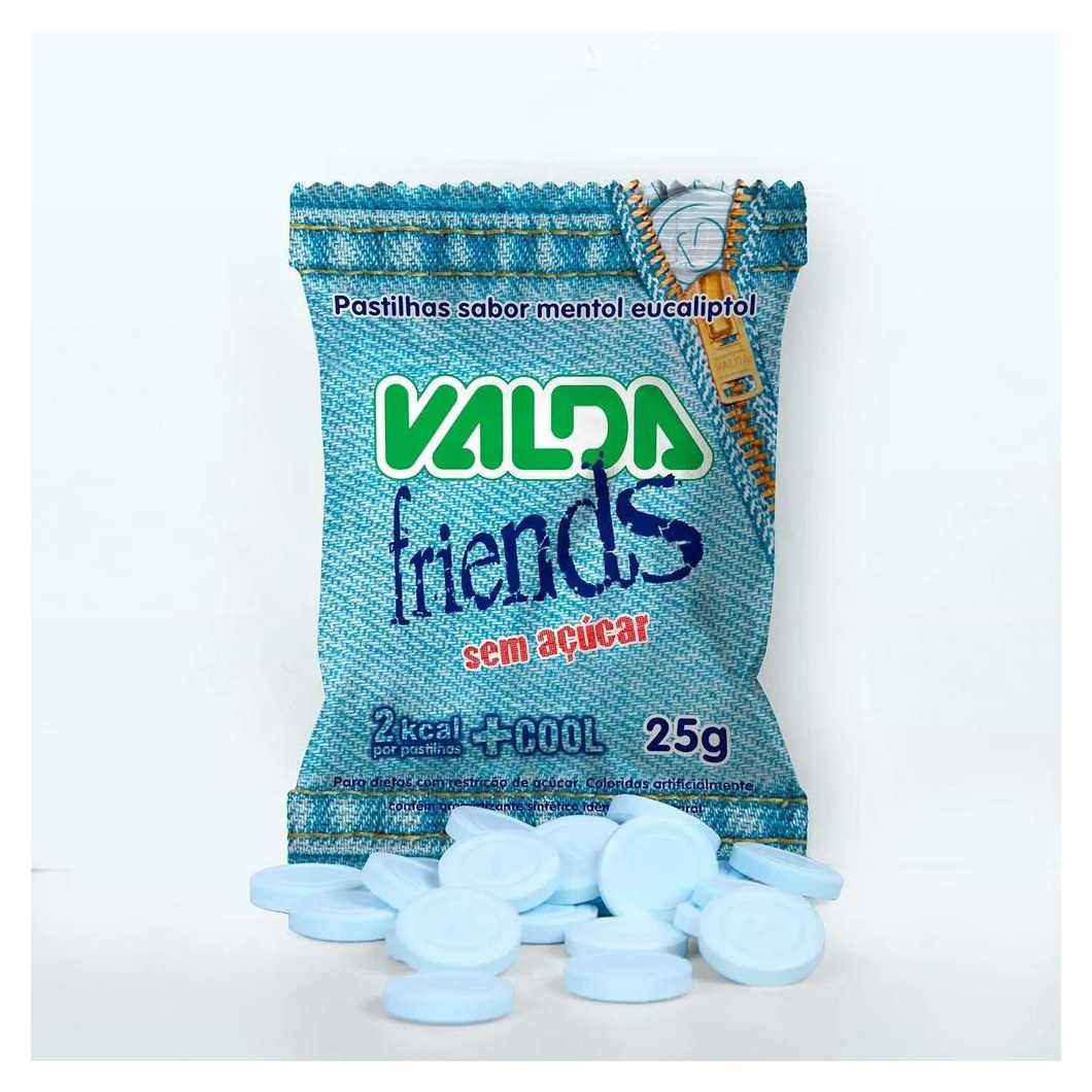 Valda Friends Pastilha Sabor Menta Refrescante Contém 10 Sachês de 25g Cada