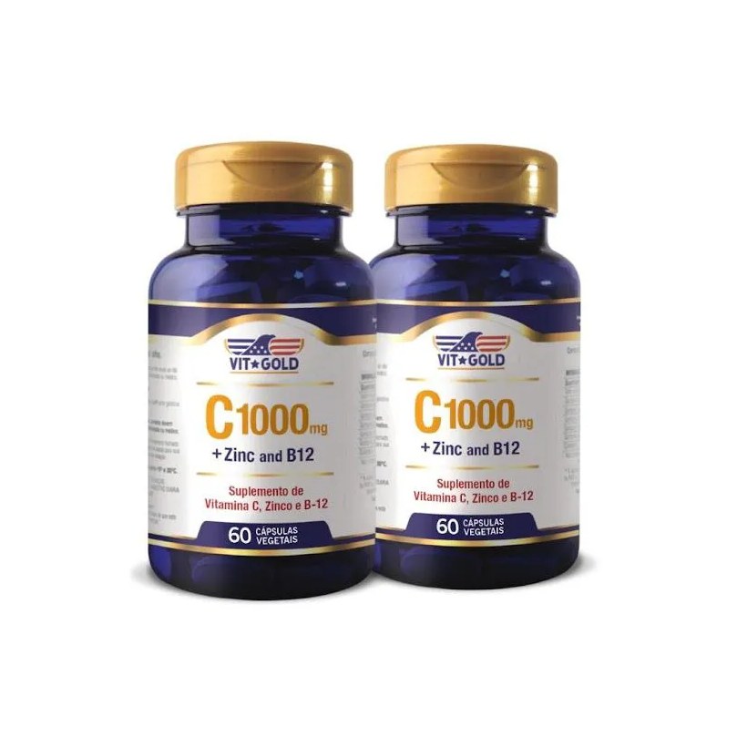 Kit 2x Vitamina C 1.000mg + Zinco + B12 60 Cápsulas