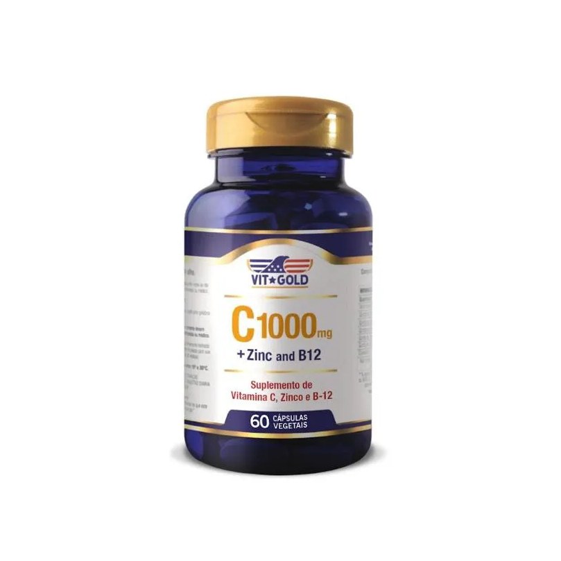Vitamina C 1000 mg + Zinco e B12 Vitgold 60 Cápsulas