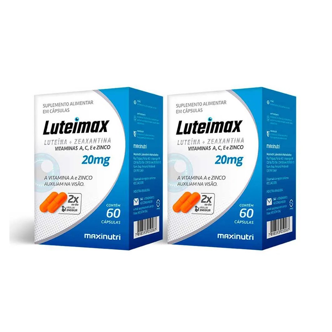 Kit 2 Luteimax Luteina e Zeaxantina 20mg 60 Cápsulas Maxinutri