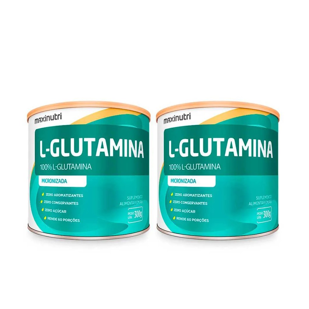 Kit 2 Aminoácido L-glutamina 300g 100% Pura Maxinutri