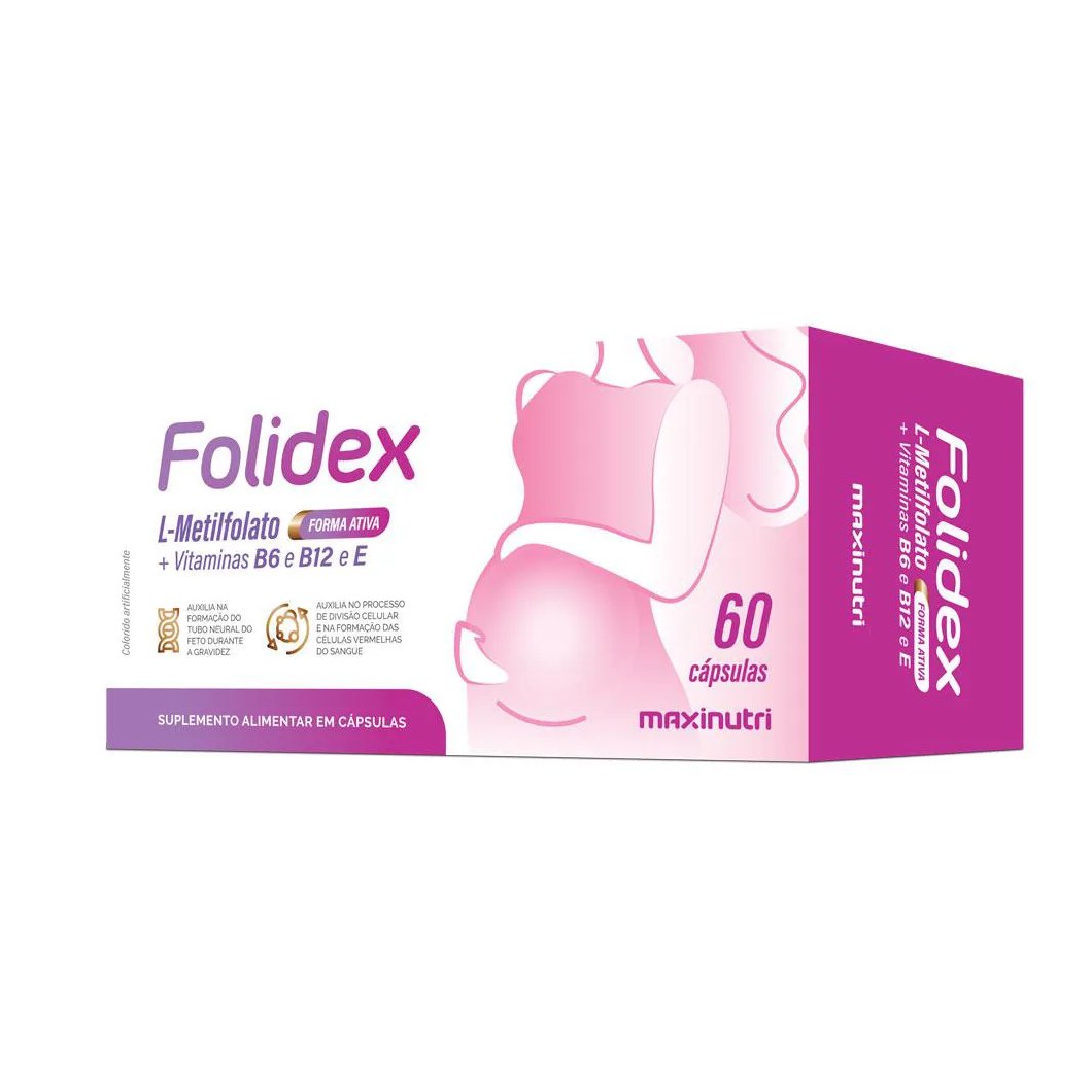 Folidex Metilfolato 420mcg G + Vitaminas B6-b12-e 60 Cápsulas Maxinutri