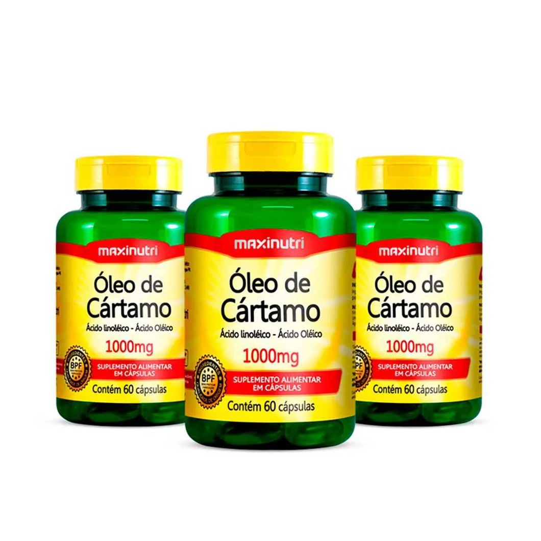 Kit 3 Óleo de Cartamo 1000mg 60 Capsulas Maxinutri