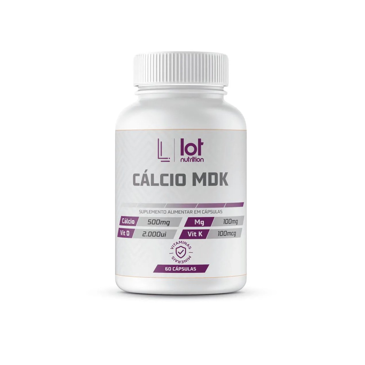 Cálcio Mdk Power 60 cápsulas Lot Nutrition