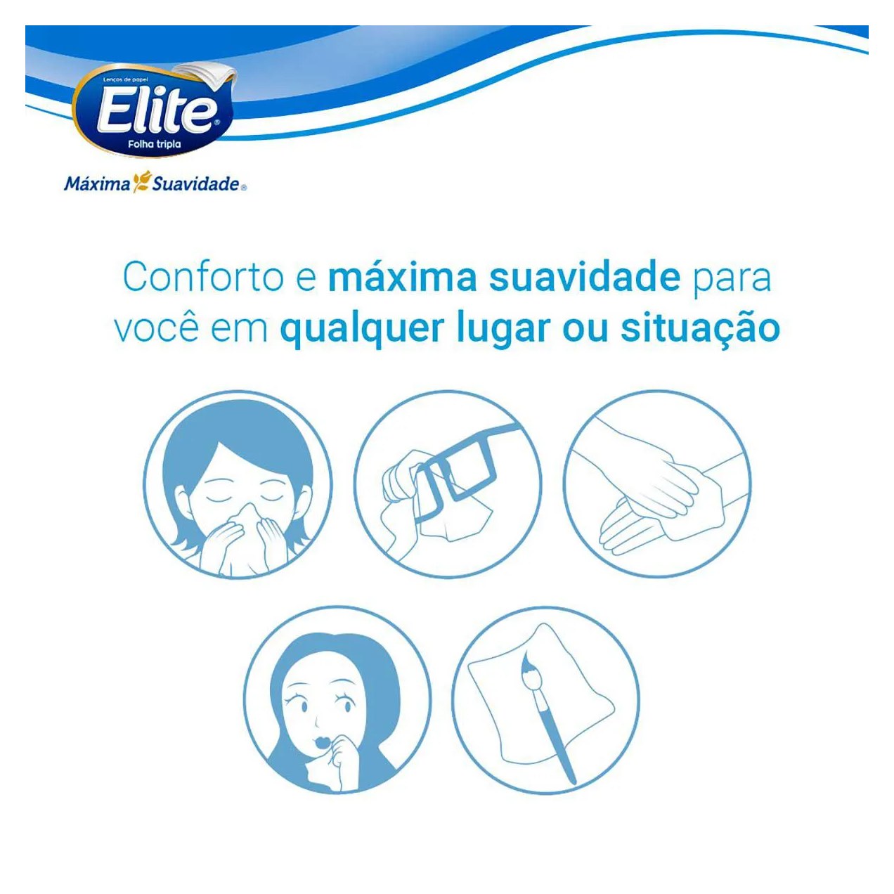 Kit Lenço de Bolso Elite Kids Folha Tripla Mickey 6 unidades