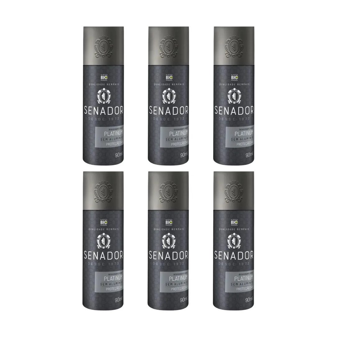 Desodorante Spray Senador Platinum 90ml - Kit C / 6un
