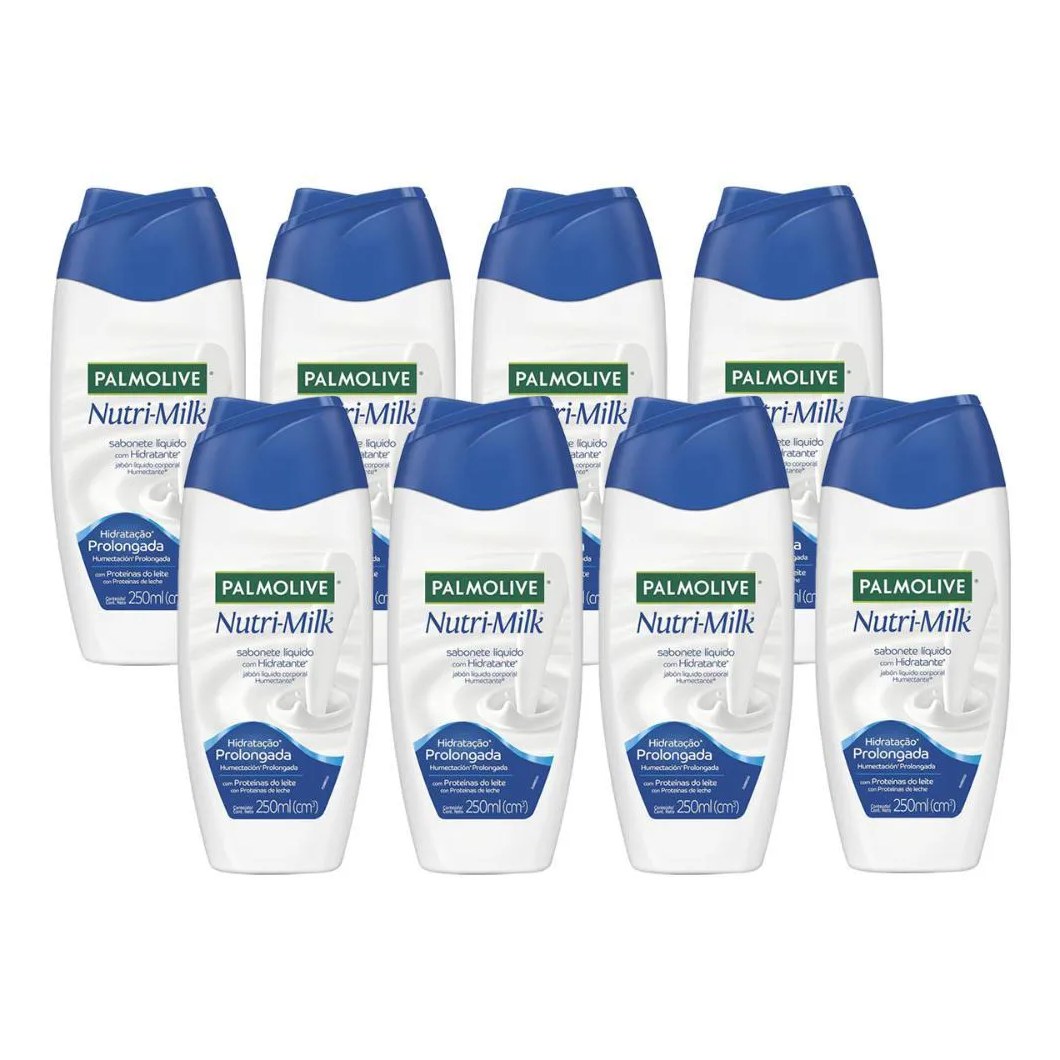 Kit 8 Sabonetes Líquido Palmolive Nutri-Milk Hidratante 250ml Cada