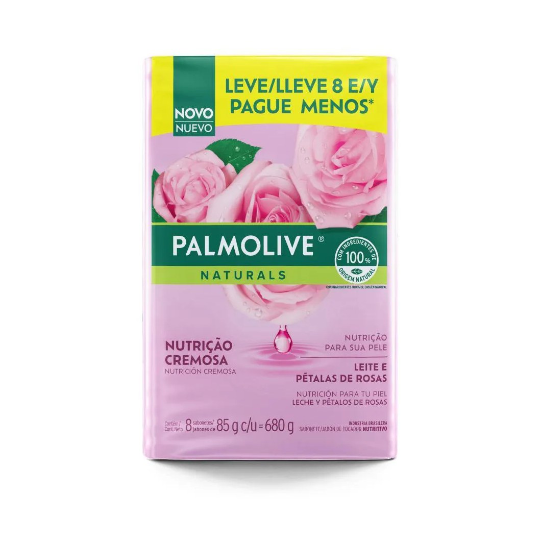 Sabonete em Barra Palmolive Naturals Nutrição Cremosa Leite e Pétalas de Rosa 85g