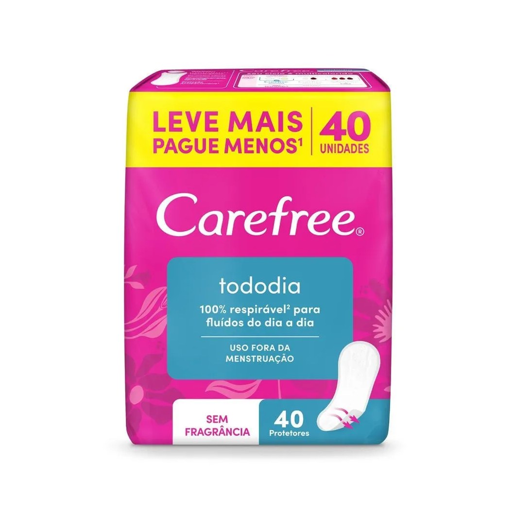 Protetor Diário Carefree Tododia Sem Fragrância 40 Unidades