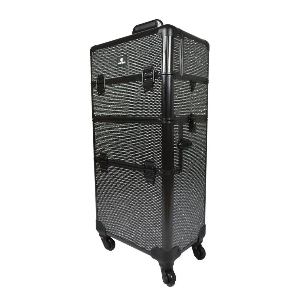 Maleta Profissional Klass Vough 2 em 1 Preta com Strass Ref:db-913t-bl