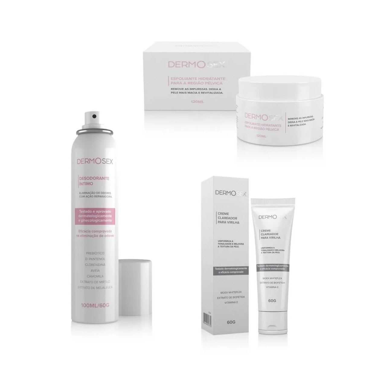 Combo Esfoliante Clareador e Desodorante Íntimo Foliculite