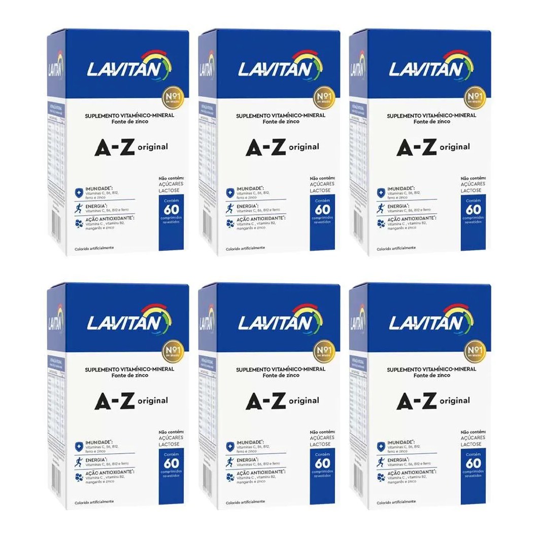 Kit 6 Suplemento Lavitan a - Z Homem 60 cápsulas - Cimed