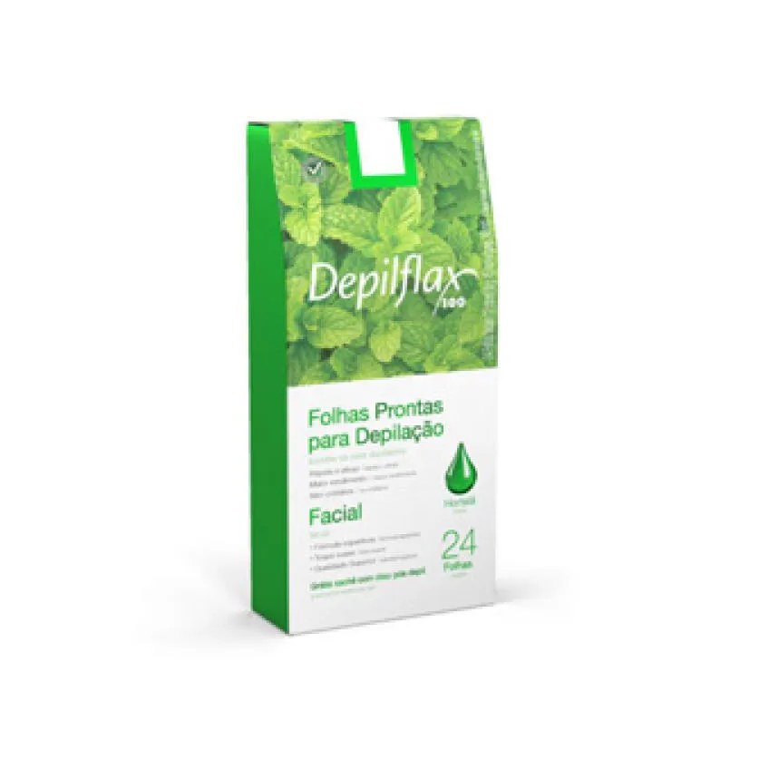 24 FOLHAS DEPILATóRIAS FACIAL BUçO SOBRANCELHA E NARIZ DEPILFLAX HORTELã REFRESCANTE