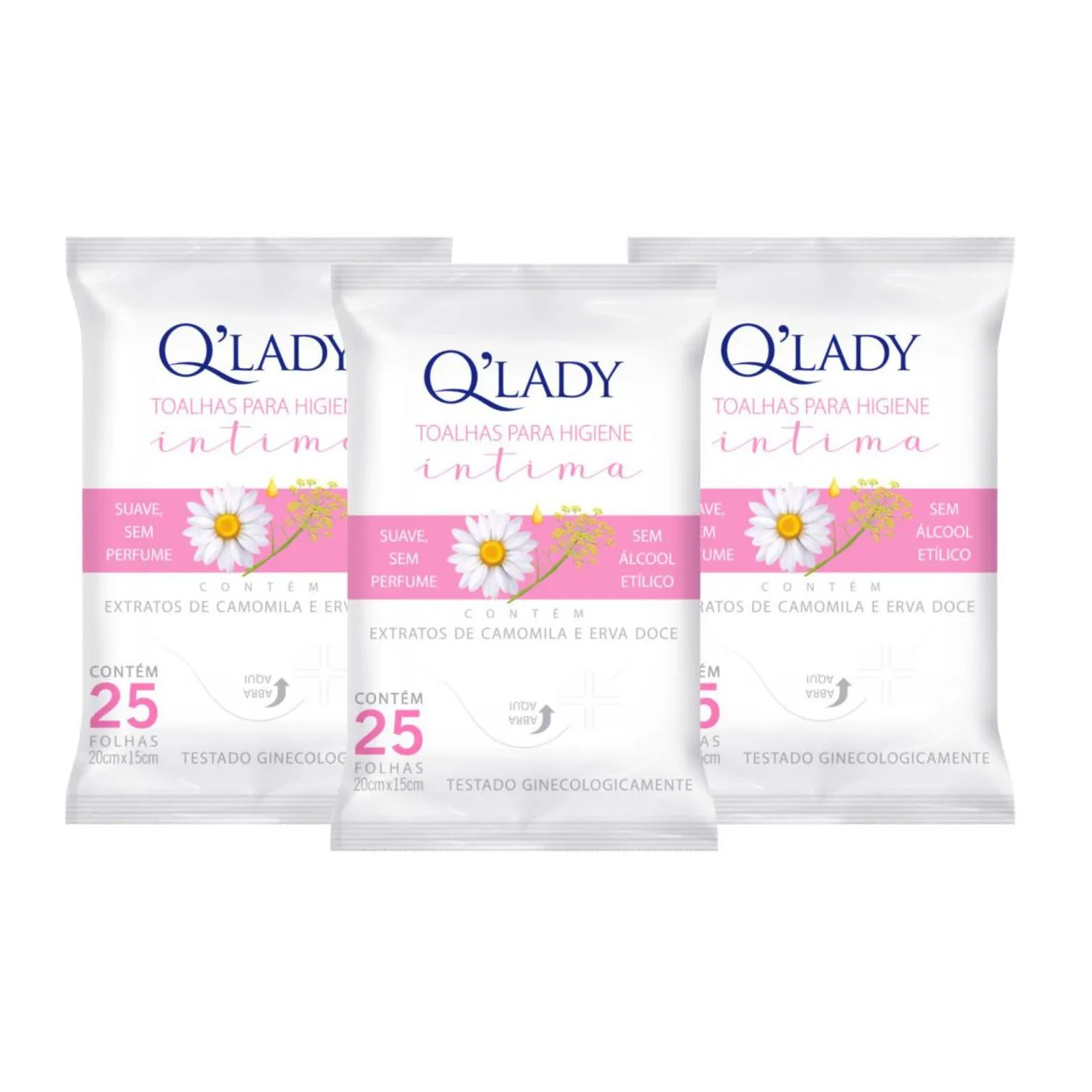 Kit C3 Toalhas Descartável Íntima sem Perfume Q Lady