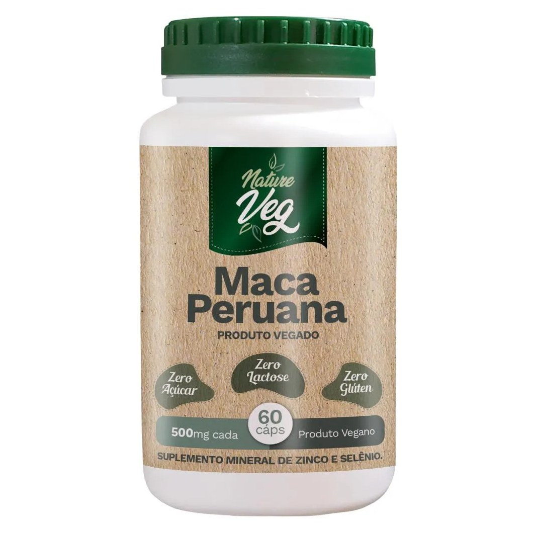 Maca Peruana + Selênio + Zinco (produto Vegano) 60 Cápsulas 500mg