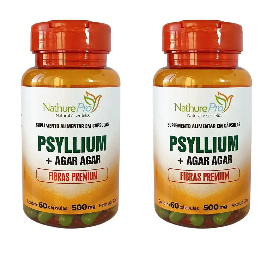 Kit 2 Psyllium + Agar Agar 60 Cápsulas 500mg