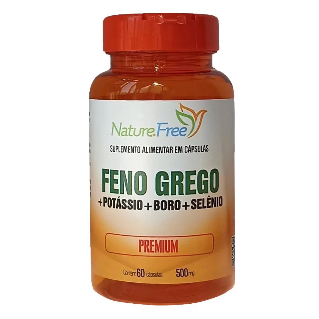 FENO GREGO + POTáSSIO + BORO + SELêNIO PREMIUM 60 CáPSULAS 500MG