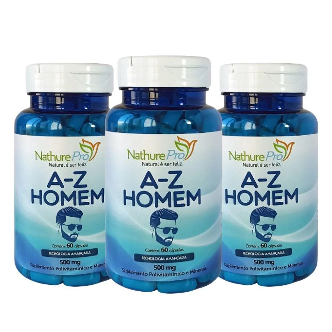 Kit 3 Multivitamínico A - Z Homem 60 Cápsulas 500mg
