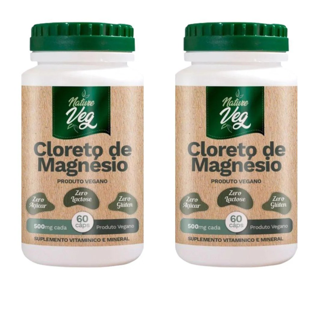 Kit 2 Cloreto de Magnésio (produto Vegano) 60 Cápsulas 550mg