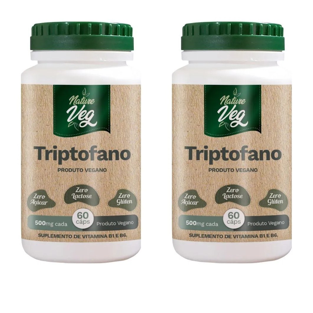 KIT 2 TRIPTOFANO (PRODUTO VEGANO) 60 CáPSULAS 500MG