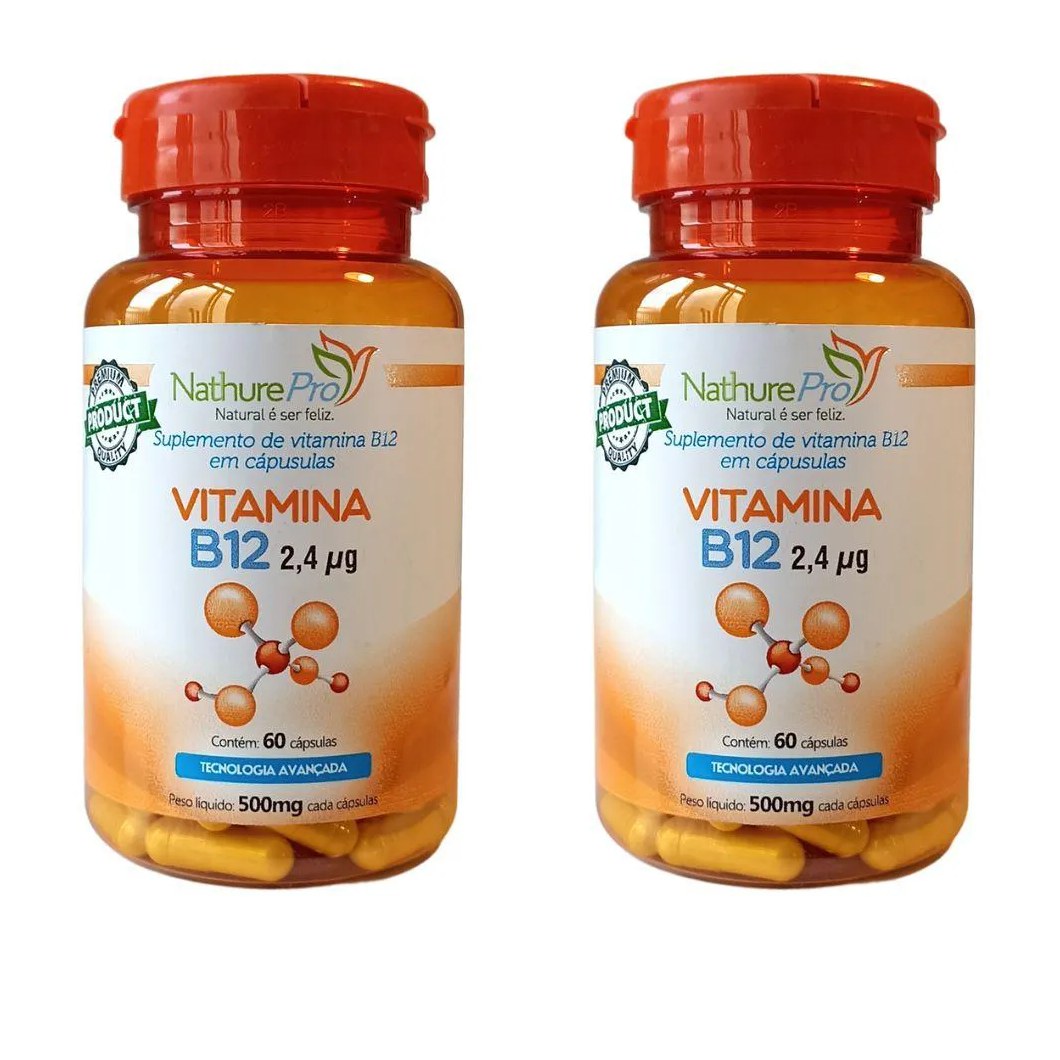 Kit 2 Vitamina B12 (cianocobalamina) 60 Cápsulas 500mg