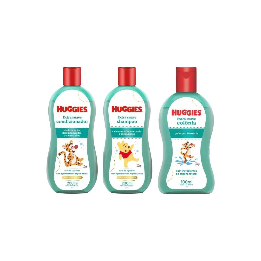 Kit Shampoo+cond+colônia Huggies Extra Suave - 3 Itens