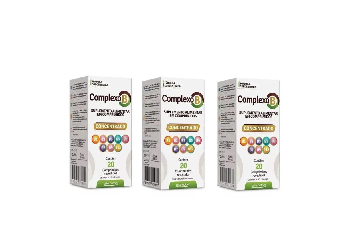 Kit C/3 Complexo B Concentrado C/20 comprimidos - Arte Nativa
