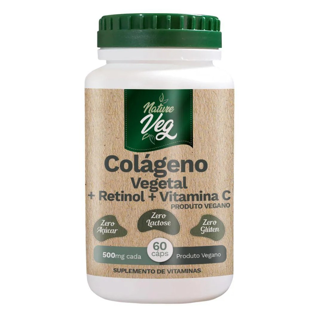 COLáGENO VEGETAL + RETINOL + VITAMINA C (PRODUTO VEGANO) 60 CáPSULAS 500MG