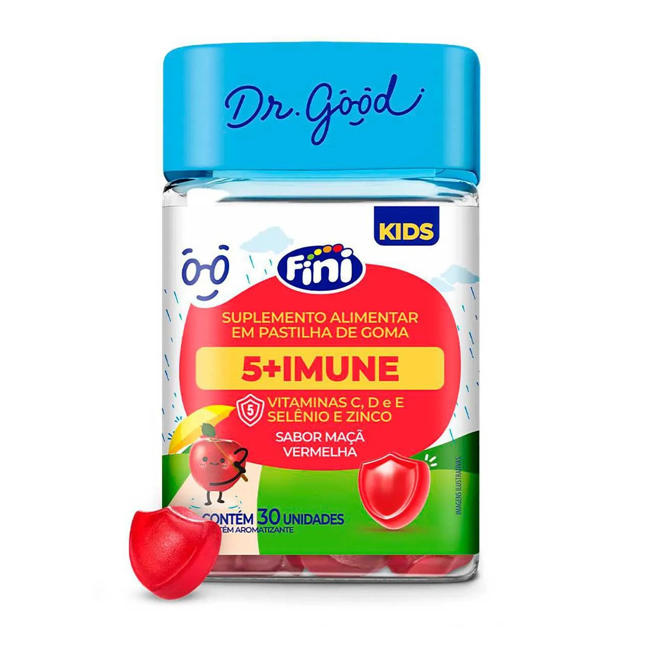 Polivitamínico Dr. Good 5+Imune Kids Maçã Vermelha Infantil 30 gomas