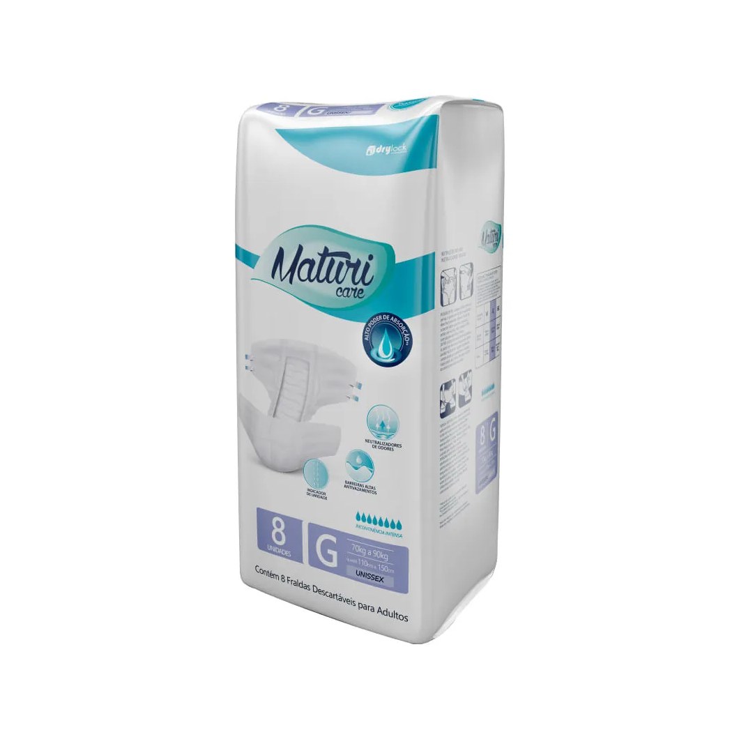 Fralda Drylock Geriatrica Maturi Care Com 8 Tamanho.g Intensa